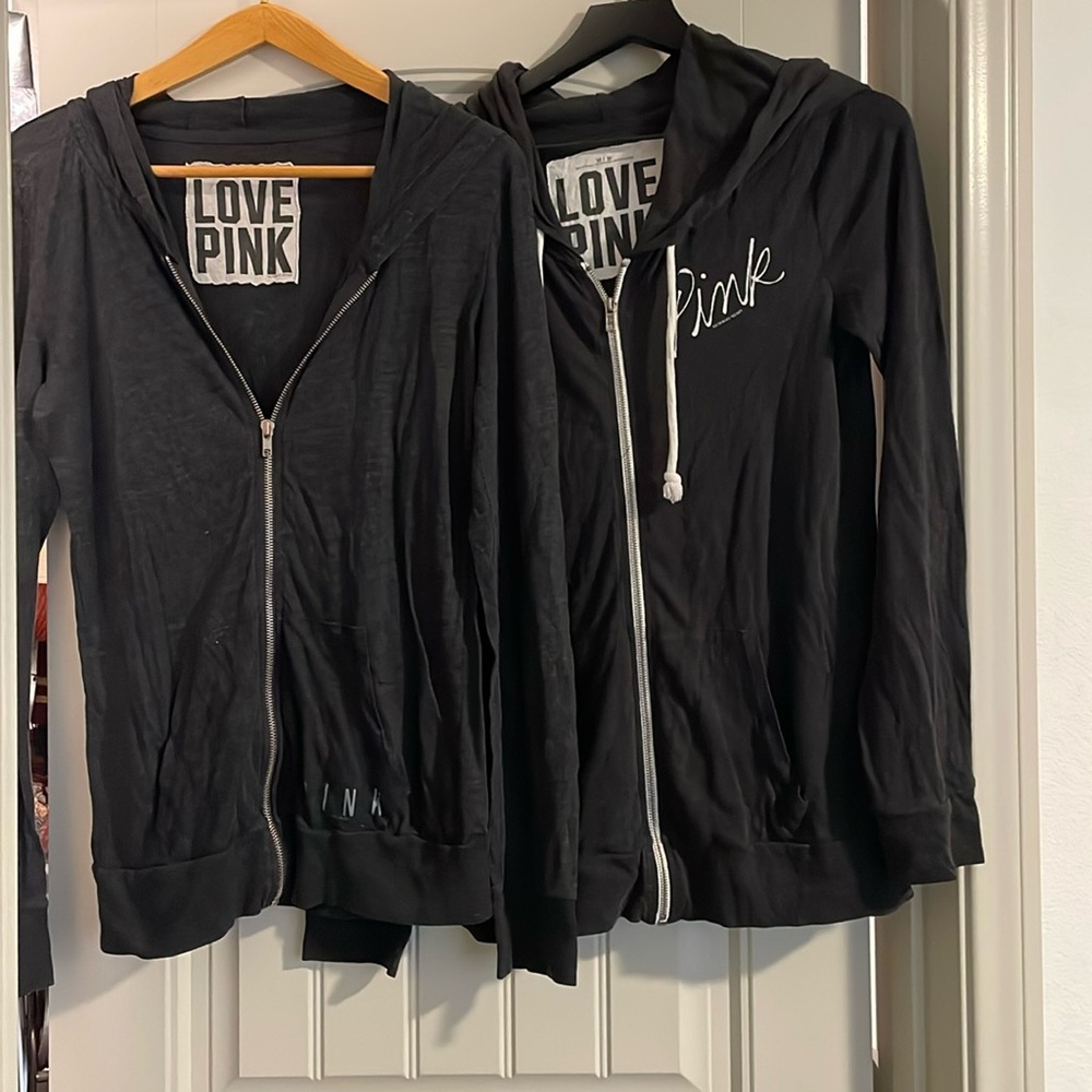 PINK brand Black and Grey Zip Hoodies size M